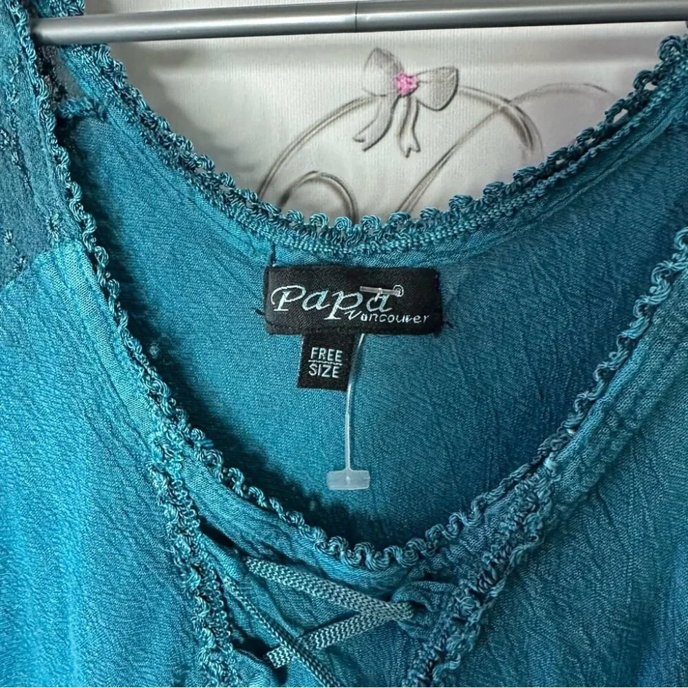 Papa Vancouver dress embroidered paisley corset lace up front flowy hippie - Picture 3 of 5